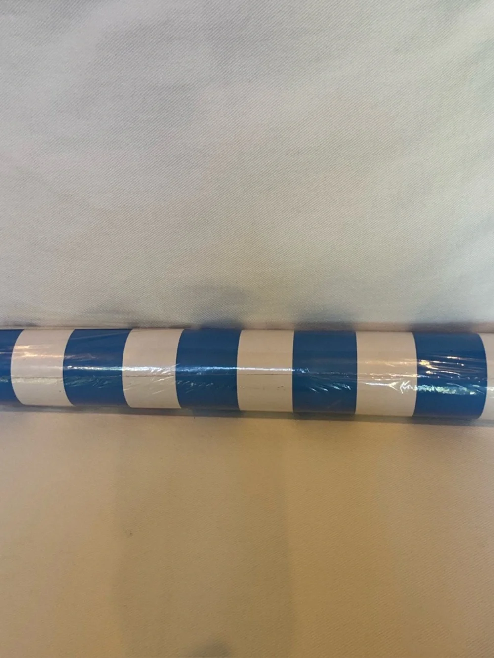 Imperial wallpaper. New. Blue and white striped. Vintage roll